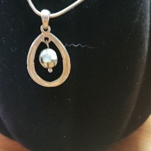 Lia Sophia Silver Teardrop Necklace with Pearl Accent